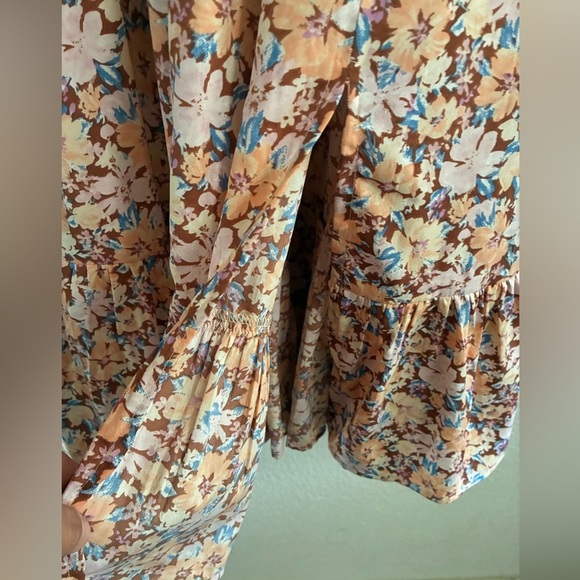 Band of the Free Floral Bohemian Boho Long Sleeve Midi Dress XS - Picture 10 of 16
